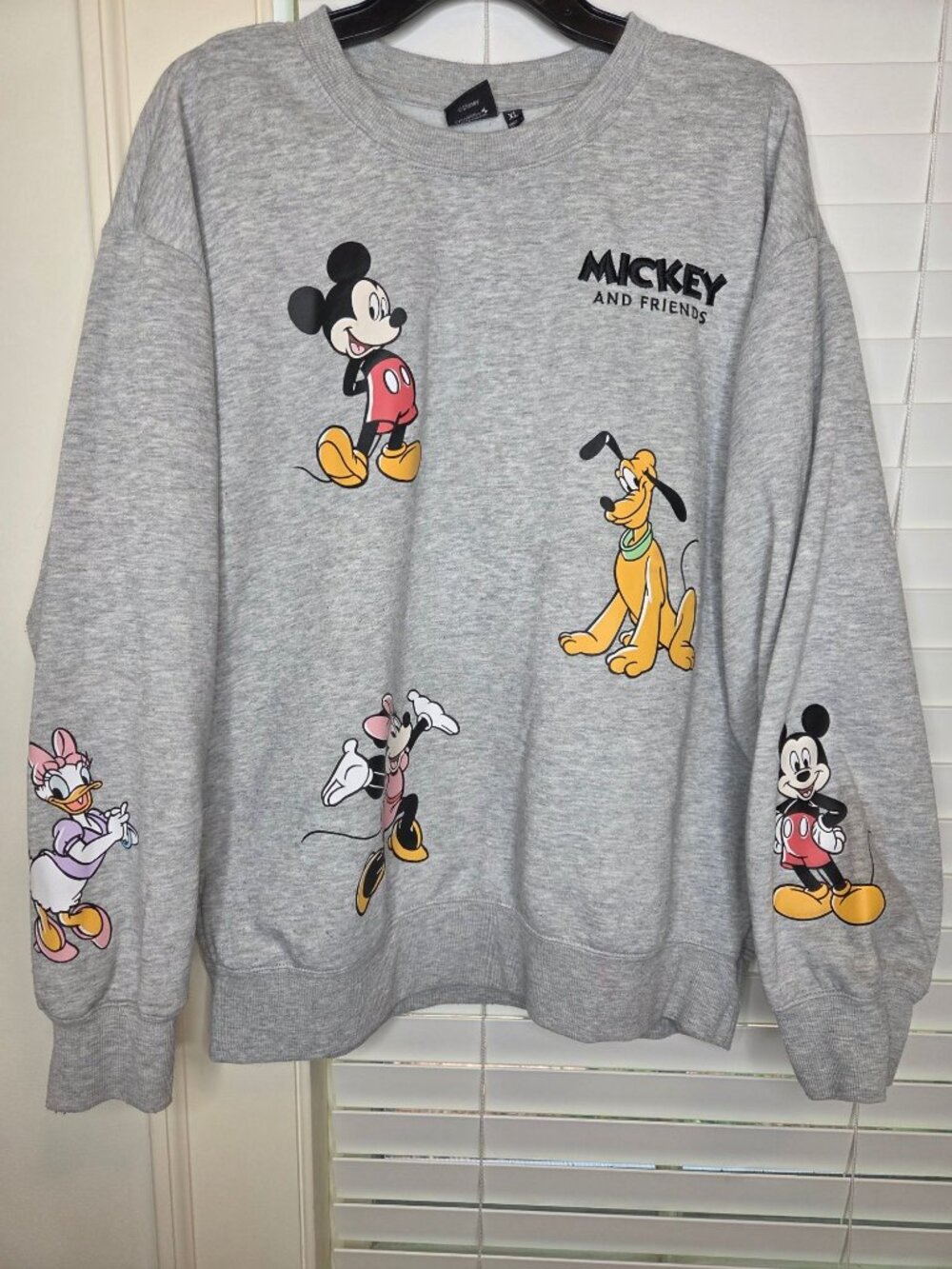Disney Mickey & Friends Graphic Sweatshirt Gray XL Unisex Crewneck Casual Pullov - Picture 1 of 10